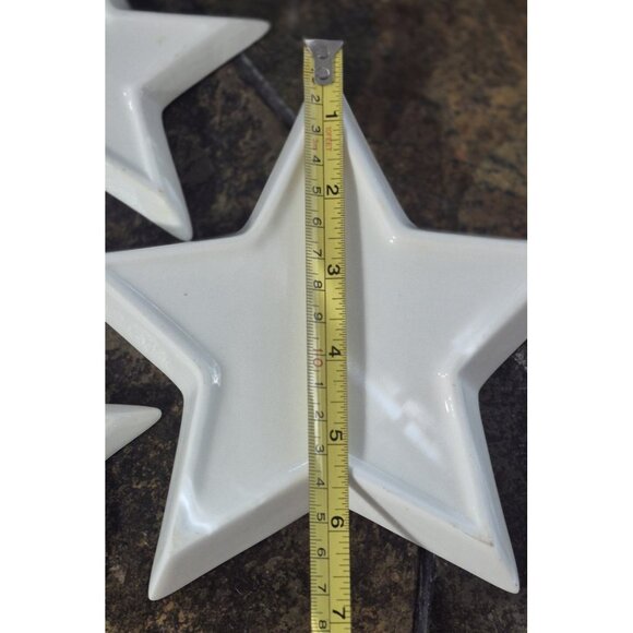 Set Of (3) Star Shaped White Stacked Trinket Dishes w/Gold Accent Design - Picture 10 of 13